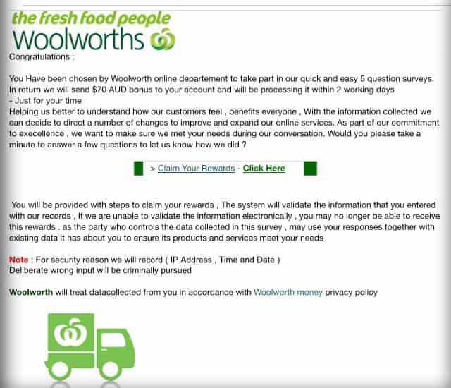 woolworths email survey